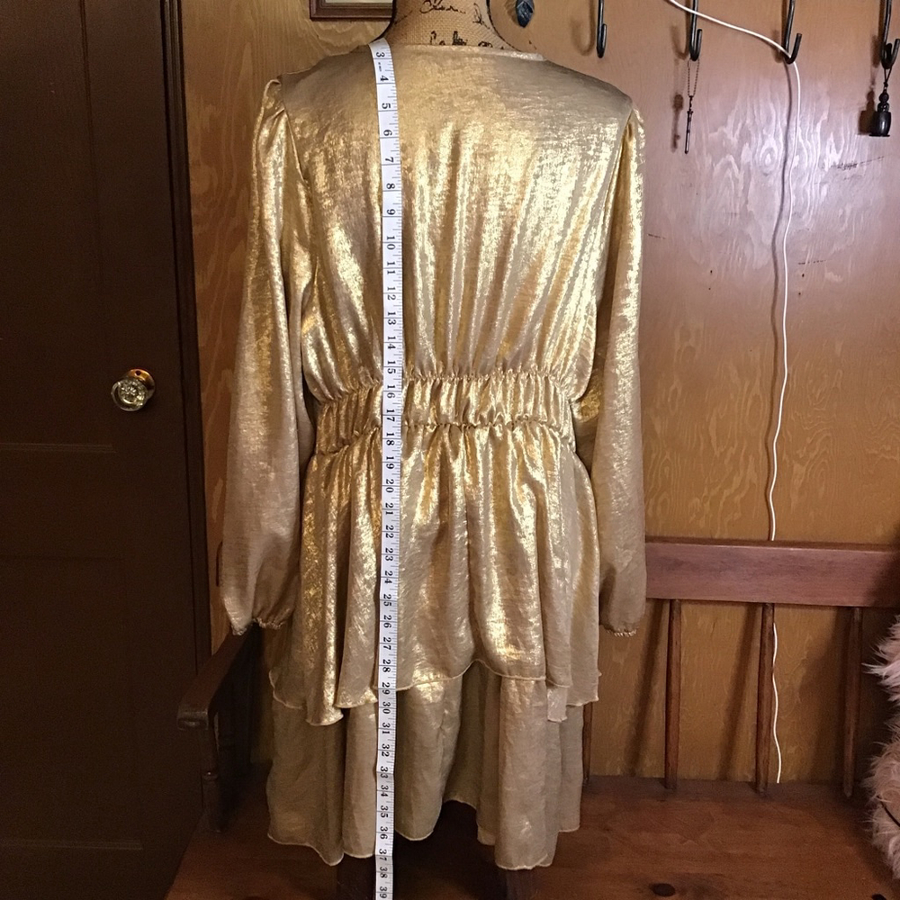 SHEIN Gold Long Sleeve Tiered Dress Plus 2X Formal - Picture 11 of 13